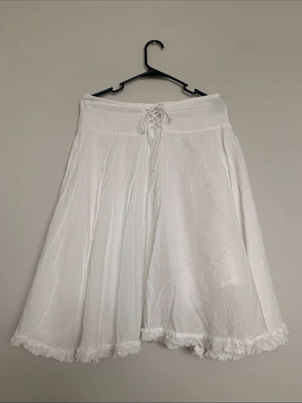 White Low Waist Midi Skirt